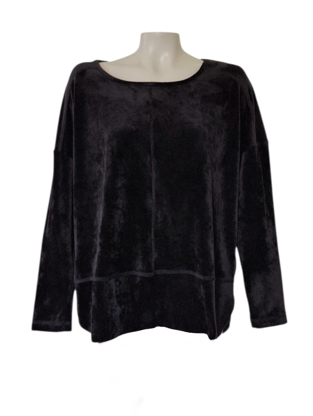 SnoSkins Black Velour Top Oversized Boxy Stretch Long Sleeve L USA